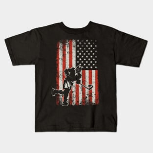 USA Flag Hockey Player Kids T-Shirt